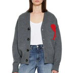 AMI Paris Cardigan Ami de Coeur Gris