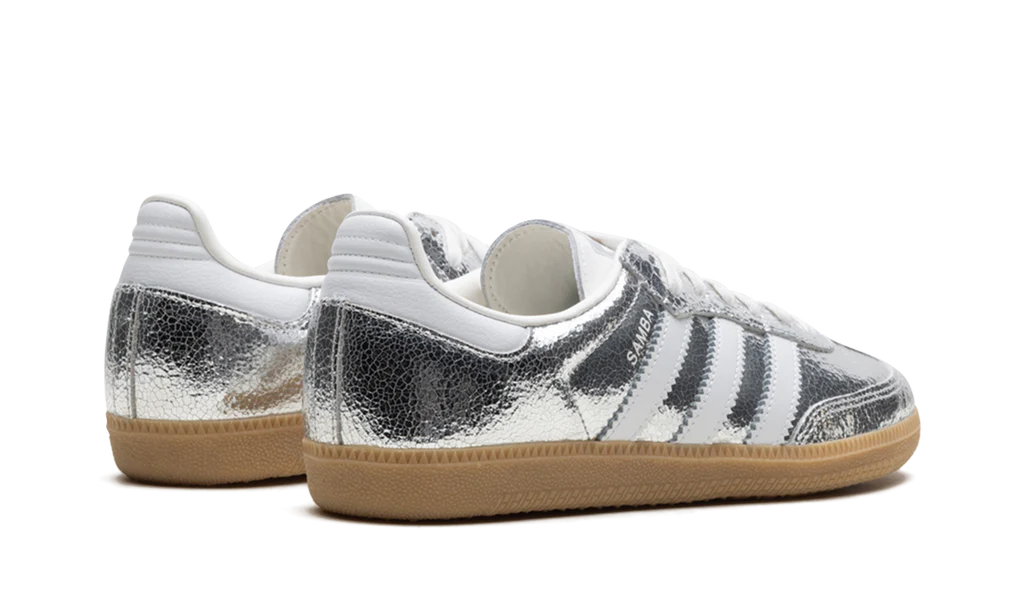 Adidas Samba OG Silver Metallic Cracked Leather (Women's)