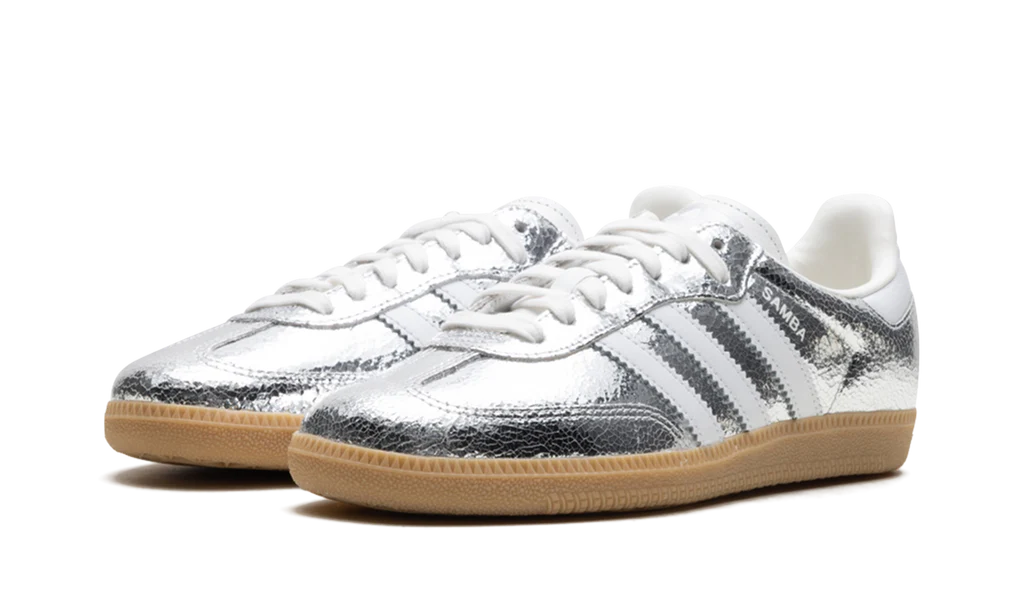 Adidas Samba OG Silver Metallic Cracked Leather (Women's)