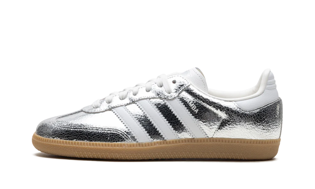 Adidas Samba OG Silver Metallic Cracked Leather (Women's)